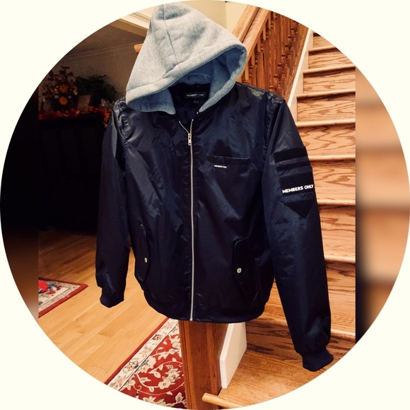 NWT MEMBER’S ONLY Black Bomber Jacket L Hood - Picture 2 of 16